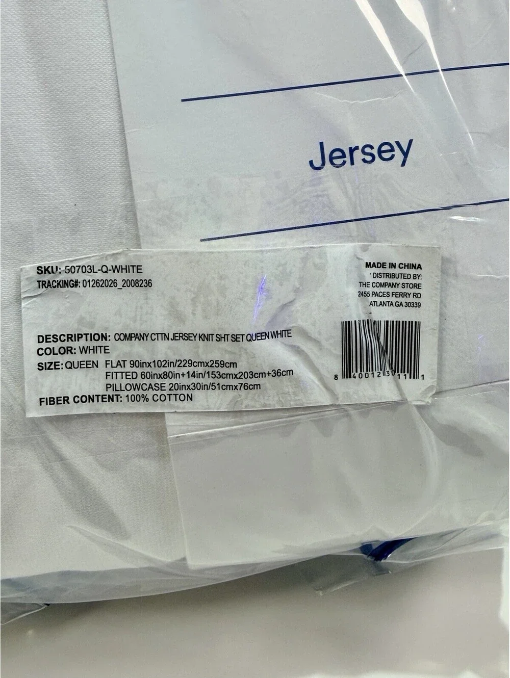 The Company Store T-Shirt Soft Jersey Knit Sheet Set White Queen 100% Cotton